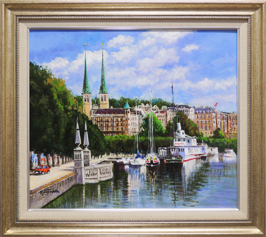 絵画 油絵 ルツェルン（スイス） （藤原英信） 【肉筆】【油絵】【外国