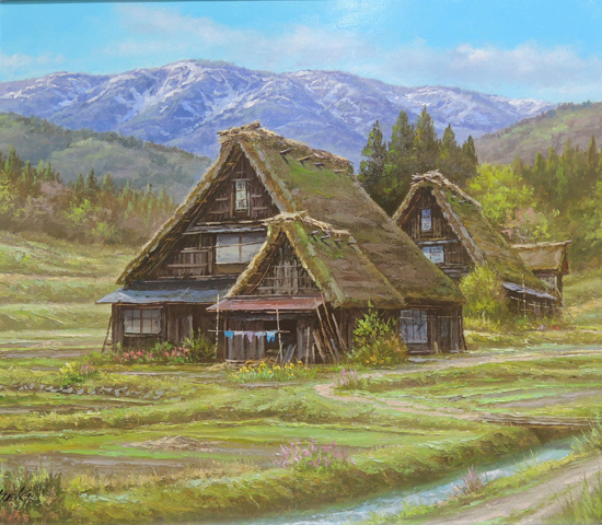 絵画 油絵 白川郷 （関健造） 【肉筆】【油絵】【日本の風景】【10号