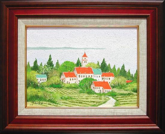 絵画 油絵 オーストリア・田舎風景 （加瀬洋子） 【肉筆】【油絵