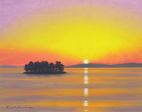 絵画 油絵 宍道湖 (朝隈敏彦) 【肉筆】【油絵】【日本の風景】【6号