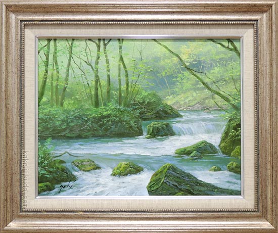 絵画 油絵 奥入瀬渓流 (関健造) 【海・山】【肉筆】【油絵】【日本の