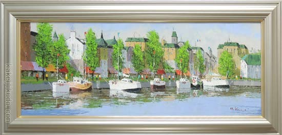 絵画 油絵 オンフルール （黒沢久） 【肉筆】【油絵】【外国の風景