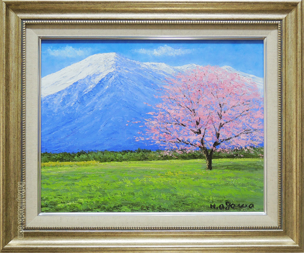 肉筆 絵画 小川久雄 画家 絵画 油絵 岩手山の桜 (小川久雄) 【海・山】【肉筆】【油絵】【日本の
