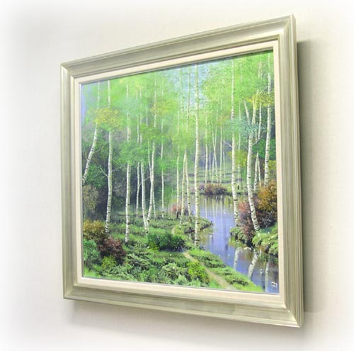 絵画 油絵 白樺林 F30号 （早瀬遼） 【肉筆】【油絵】【日本の風景