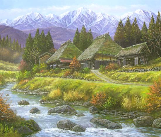 絵画 油絵 山村清流 F30号 （関健造） 【海・山】【肉筆】【油絵