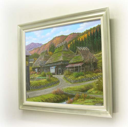 絵画 油絵 深秋の山里 京都美山 F30号 （猿渡一根） 【海・山】【肉筆