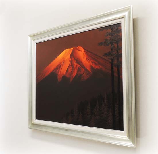真作 中尾靖 赤富士 富士山 額装写真 日本芸術院会員 文化功労者 縁起作品 絵画 油絵 赤富士 F30号 （中尾靖） 【肉筆】【油絵】【日本の風景