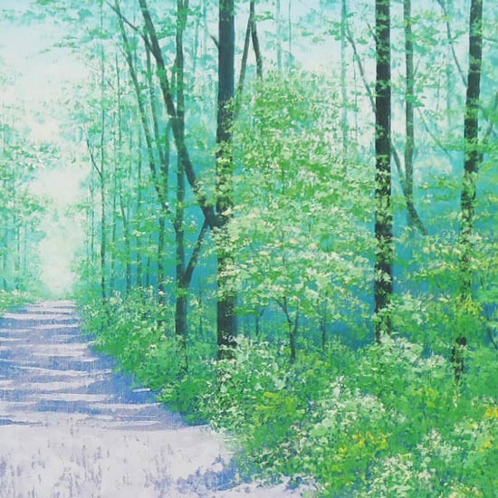 絵画 油絵 高原への道 F50号 （横山守） 【海・山】【肉筆】【油絵