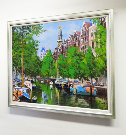 【F50号】金星 oil painting 絵画 原画 油絵 絵画 油絵 アムステルダムの運河 F50号 （藤原英信）｜日本画