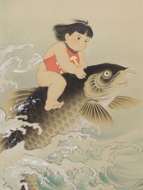 端午の節句 掛け軸 吉祥金太郎之図 （柴田瑞山）（掛軸小物なし