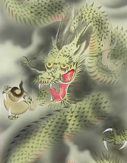 掛け軸 八方厄除不動龍 (横田修幸) 【掛軸】【一間床・半間床】【龍