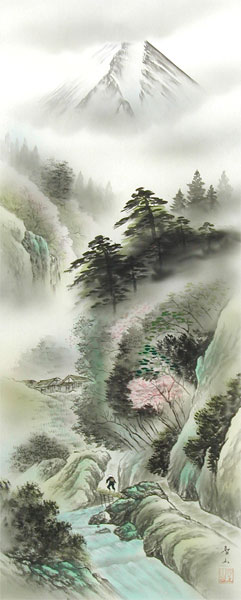 掛け軸 深山幽谷・四季山水 （葛谷聖山） 【掛軸】【一間床・半間床