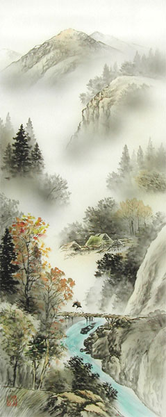掛け軸 深山幽谷・四季山水 （葛谷聖山） 【掛軸】【一間床・半間床
