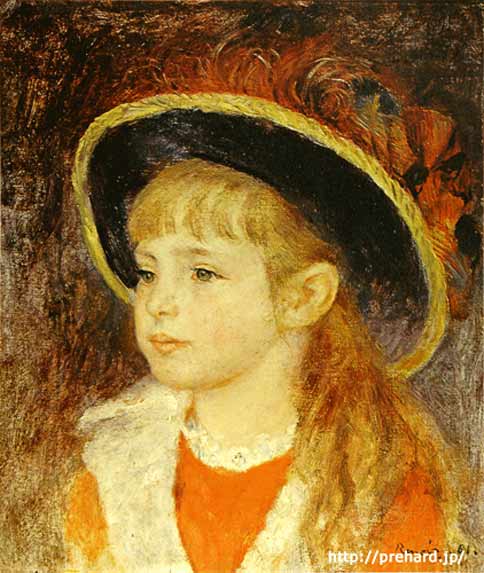 ルノアール 絵画 青い帽子の少女 F3号 【複製】【美術印刷】【世界の