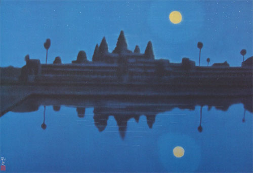 平山郁夫 絵画 アンコールワットの月 【複製】【美術印刷】【巨匠