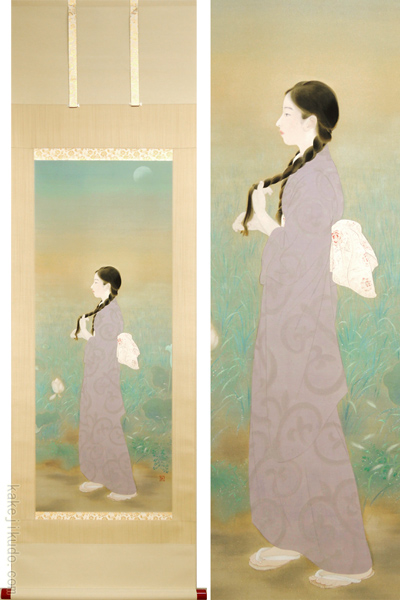 江戸屋の原画　掛軸　1175x420mm E449　煙草夏風の女　伝　鏑木清方 鏑木清方 掛け軸 朝涼 【掛軸】【一間床・半間床】【夏】の説明 - 通販