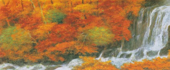 奥田元宋 絵画 渓澗秋耀 【複製】【美術印刷】【巨匠】【横長】の説明