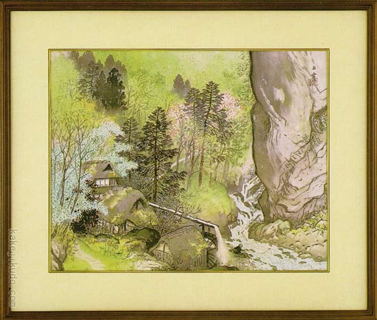 川合玉堂 絵画 渓村春麗 原画山中湖高村美術館所蔵 【複製】【美術印刷