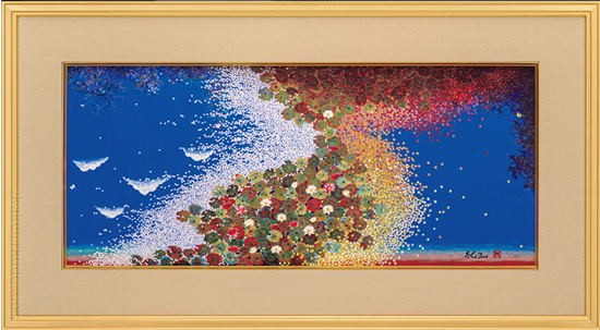 平松礼二 、【庄川水思】、新品高級額 額装付、日本画 希少画集画 状態良好 平松礼二 絵画 色彩のカルテット-睡蓮 【複製】【美術印刷】【巨匠