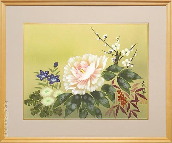 絵画 日本画 四季花 （山戸秀城） 【肉筆】【日本画】【花】【6号】の