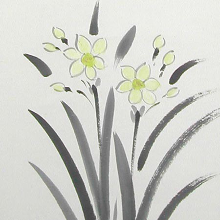 掛け軸 水仙 (酒井萠一) （掛軸小物なし) 【掛軸】の説明 - 通販