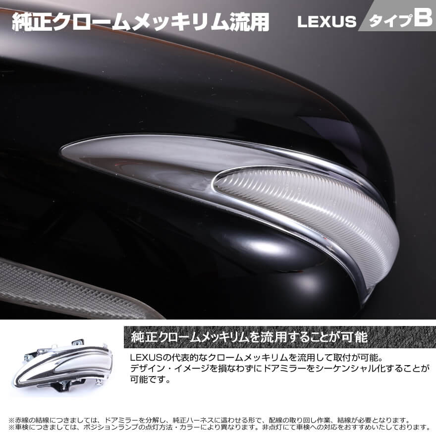 LEXUS-B メッキリム説明 LEDウインカーミラーレンズ