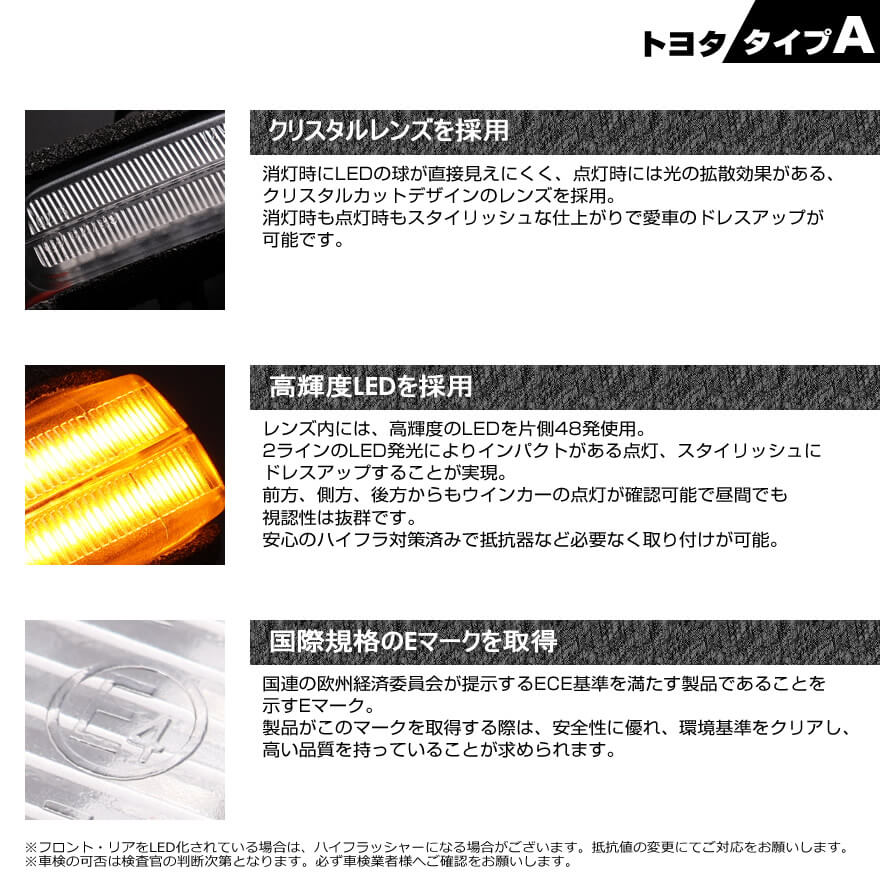 アルファード LED ウインカーミラー レンズ 20系 ポジションランプ 付