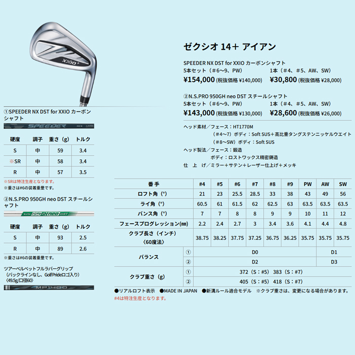 XXIO 【サマーセール開催中】 XXIO14＋ ゼクシオ14＋ 5本 アイアン