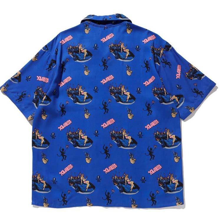 XLARGE エクストララージ 半袖 オープンカラーシャツ S/S BURN DOWN PATTERN SHIRT メンズ アロハ シャツ おしゃれ  ブランド 101212014006