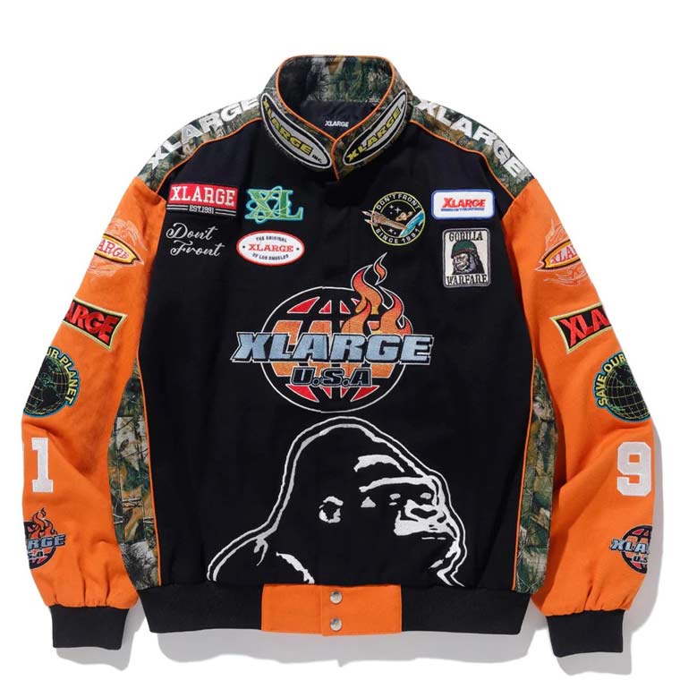 エクストララージ ジャケット CUSTOM RACING JACKET XLARGE レーシングジャケット スタジャン アウター ブルゾン ジャンパー  ワッペン 刺繍