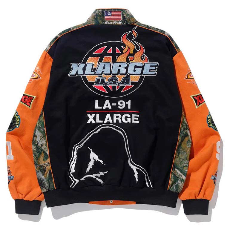 エクストララージ ジャケット CUSTOM RACING JACKET XLARGE レーシングジャケット スタジャン アウター ブルゾン ジャンパー  ワッペン 刺繍