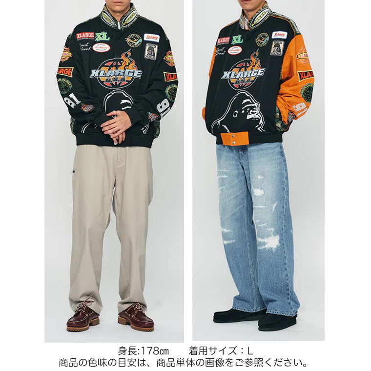 エクストララージ ジャケット CUSTOM RACING JACKET XLARGE レーシングジャケット スタジャン アウター ブルゾン ジャンパー  ワッペン 刺繍