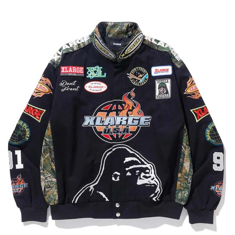 エクストララージ ジャケット CUSTOM RACING JACKET XLARGE レーシングジャケット スタジャン アウター ブルゾン ジャンパー  ワッペン 刺繍