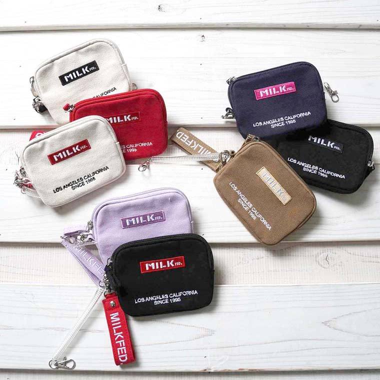 MILKFED. ミルクフェド ポーチ 小銭入れ EMBROIDERED BAR PASS HOLDER レディース 通学 通勤 パスケース  パスホルダー 定期 ICカード 103213054012