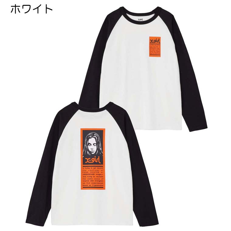 X-girl エックスガール 長袖 Tシャツ WORDS FACE B/B TEE レディース