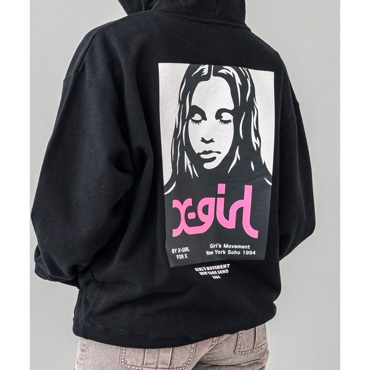 X-girl エックスガール FACE POSTER SWEAT HOODIE パーカー