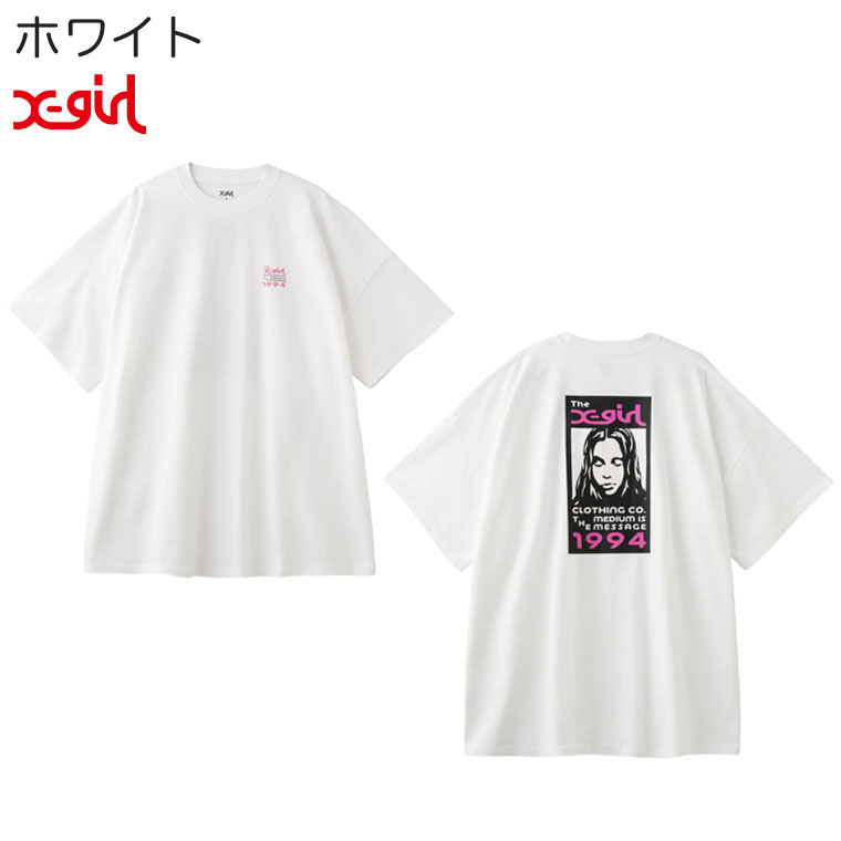 すぐ届く☆X-girl Tシャツワンピース 半袖 ストリートスタイル◎ X-girl エックスガール Tシャツ BOX LOGO AND FACE S/S BIG TEE