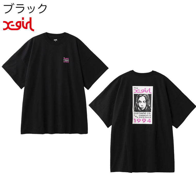 X-girl エックスガール Tシャツ BOX LOGO AND FACE S/S BIG TEE