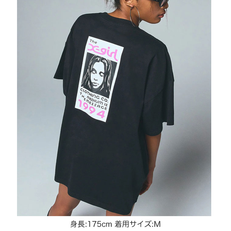 X-girl エックスガール Tシャツ BOX LOGO AND FACE S/S BIG TEE
