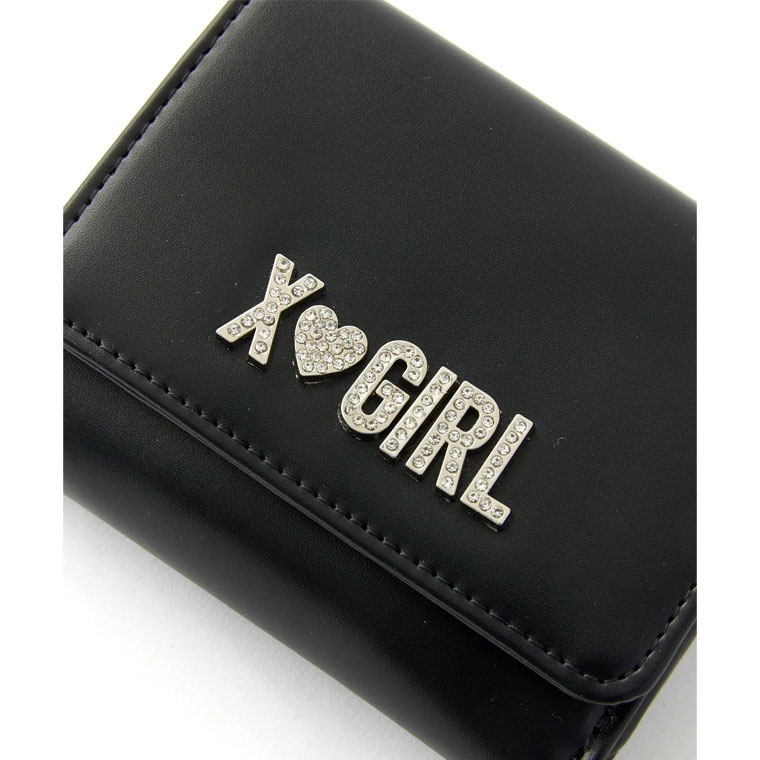 すぐ届く☆X-girl ミニウォレットラインストーンロゴ ギフト◎ エックスガール X-girl ラインストーンラベル ミニウォレット