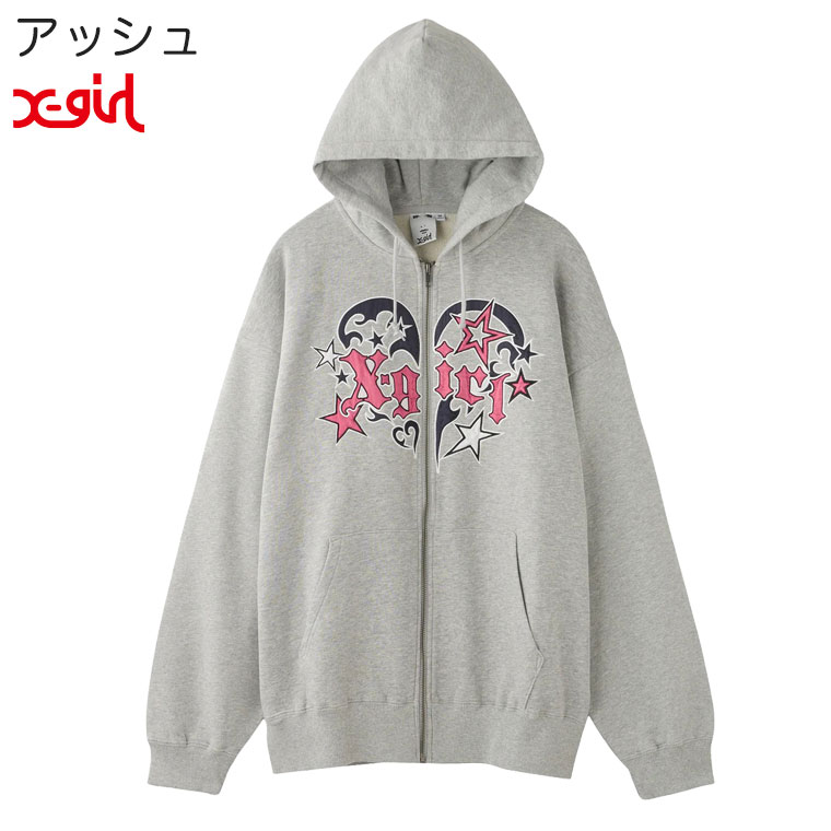 X-girl エックスガール パーカー TRIBAL HEART ZIP UP SWEAT