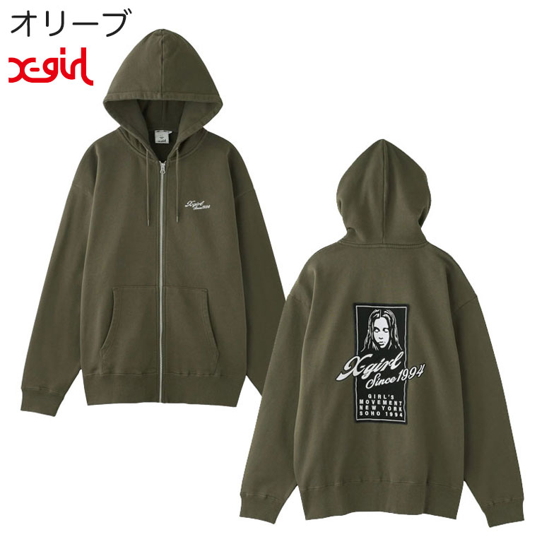 X-girl エックスガール パーカー FACE BOX PATCH ZIP UP SWEAT