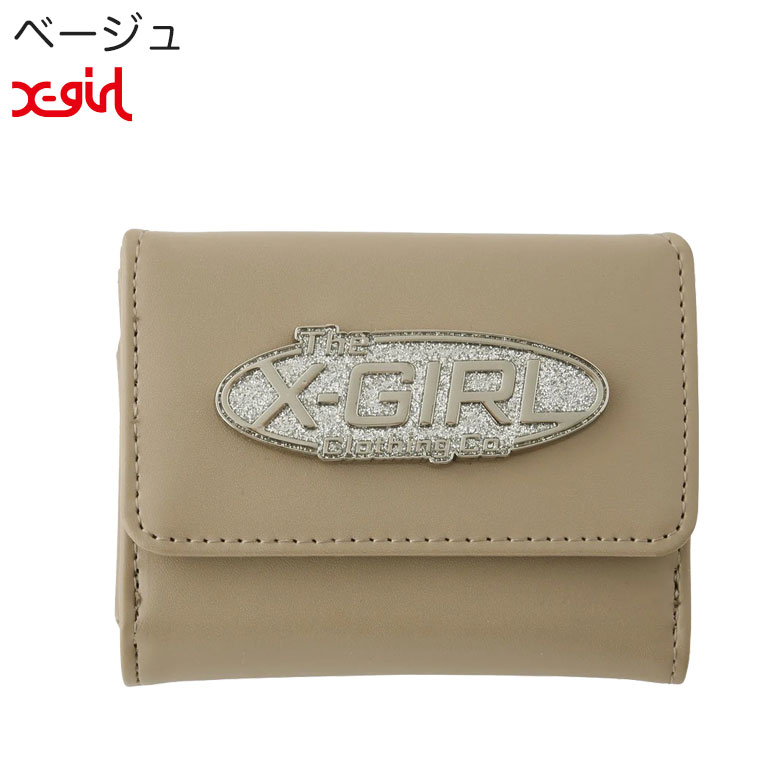 X-girl（エックスガール） 財布 SILVER GLITTER OVAL LOGO BUCKLE MINI