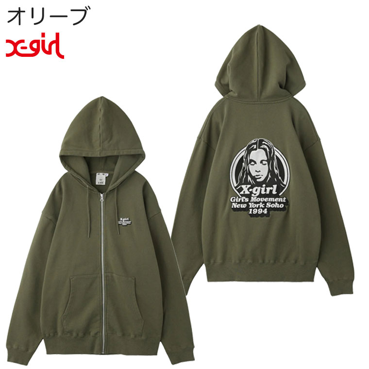 X-girl（エックスガール） スウェット パーカー MESSAGE AND FACE ZIP