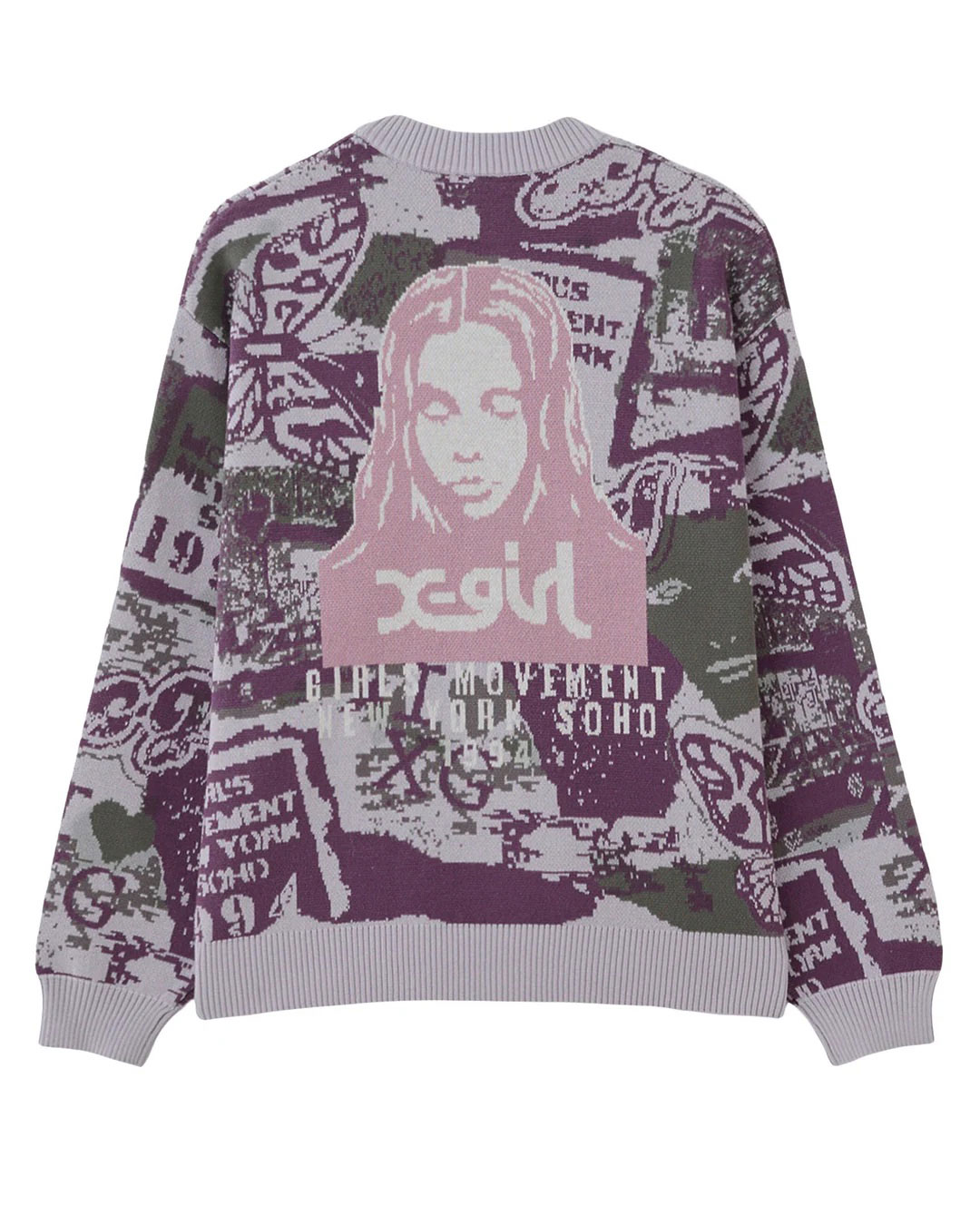 X-girl（エックスガール） カーディガン FCOLLAGE GRAPHIC JACQUARD