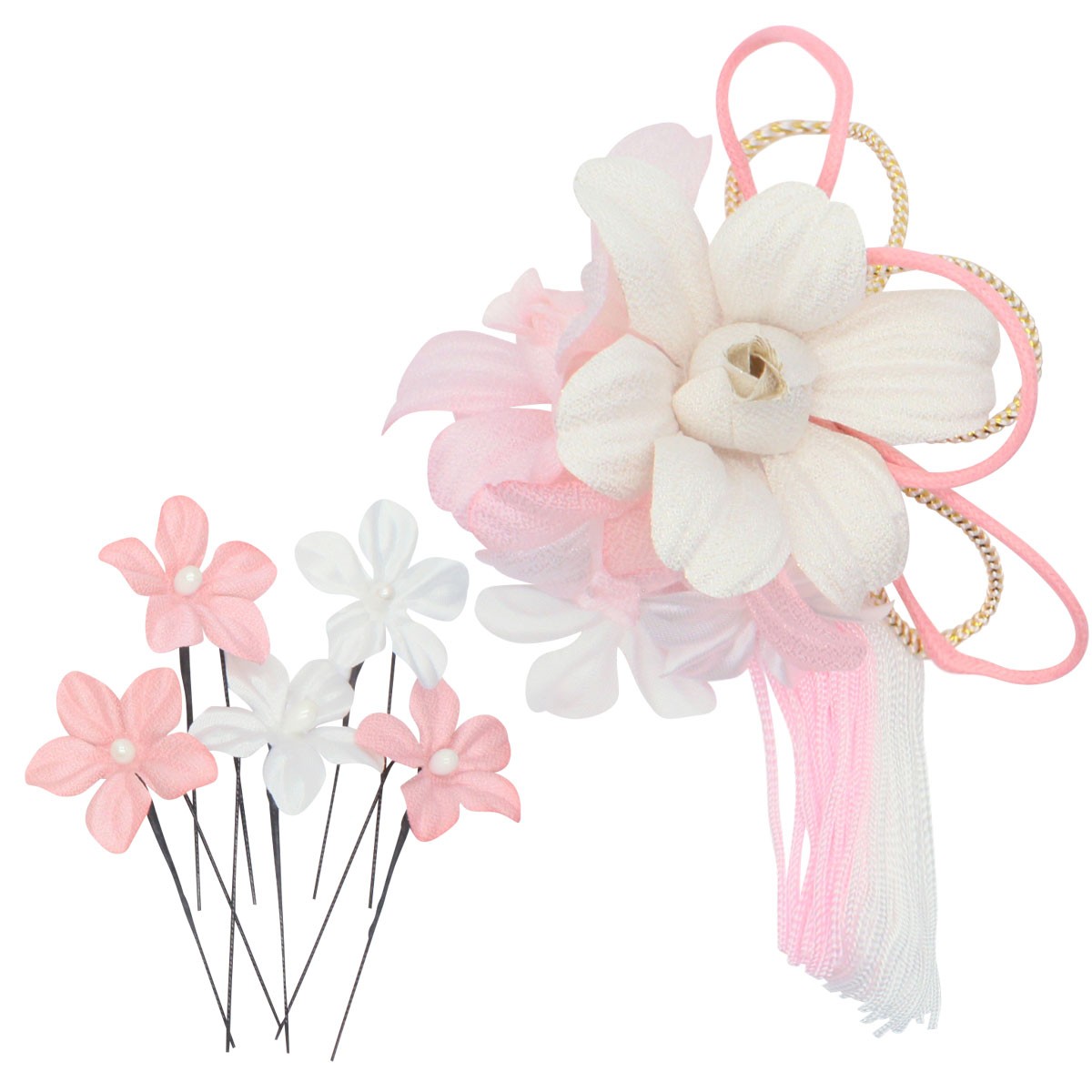 和装 髪飾り セット 蘭 花びら 揺れる ヘアクリップ 花 Ｕピン 5本