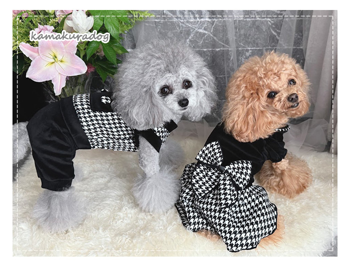 kamakuradog（鎌倉DOG） 千鳥柄ワンピース＆つなぎ 犬 服 : 鎌倉DOG