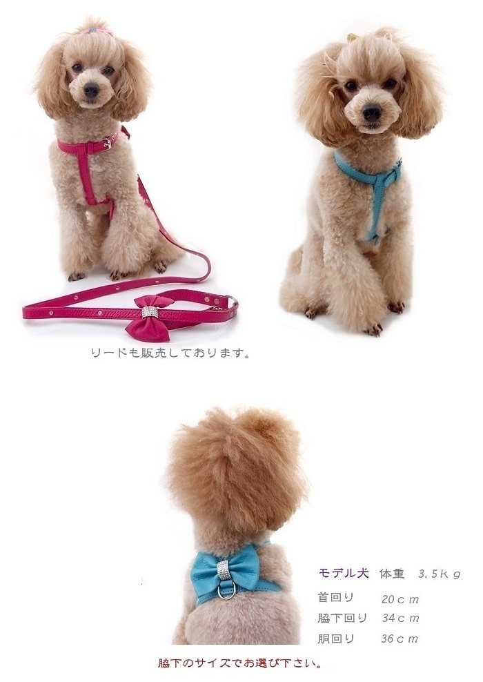 kamakuradog（鎌倉DOG） 爆買 リボン付き革製ハーネス 犬のハーネス