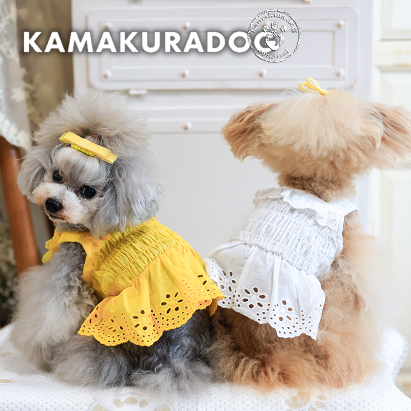☆犬服☆レースニットふんわりワンピースP. Sサイズ ワンピース 伸縮性あり 脇あき - ワンコ服KALINA 【 kalina_wans_gogoh 】
