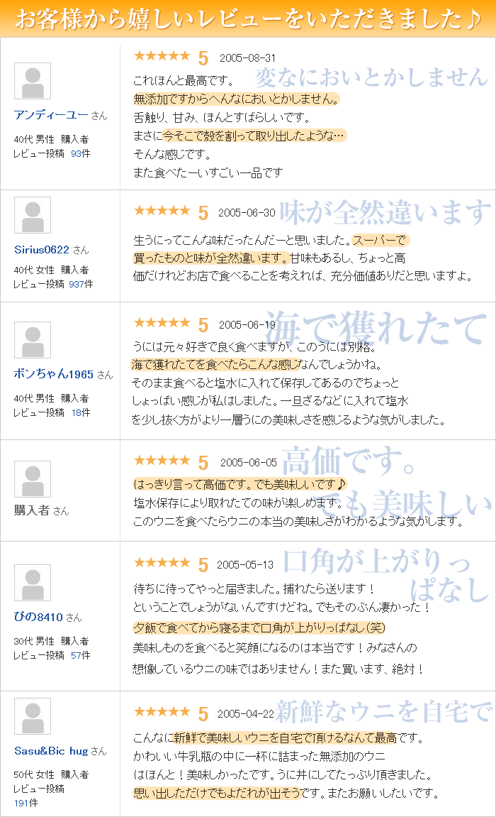 お客様からの嬉しいレビュー